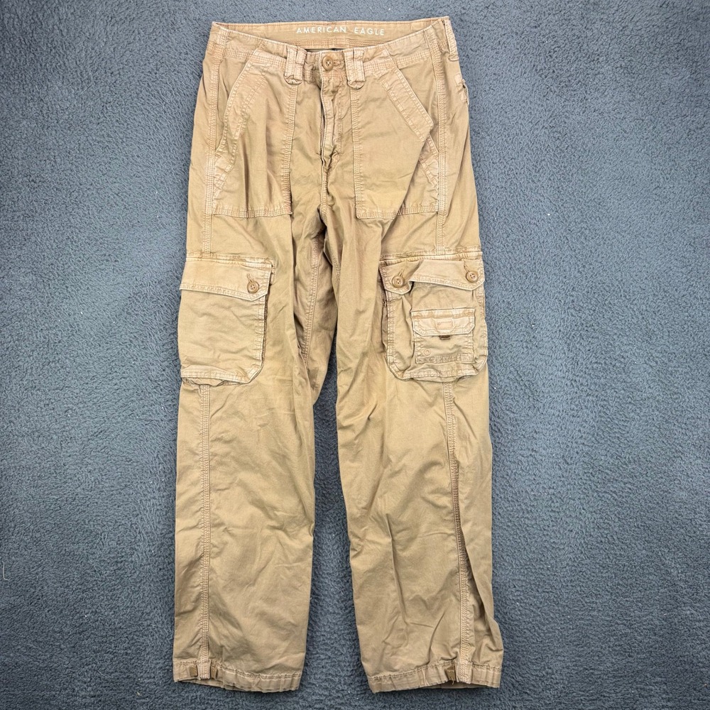 American Eagle Women 6 Baggy Jogger Cargo Pants Khaki Tan Stretch‎ 11637